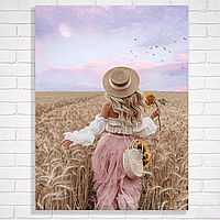 Алмазна мозаїка в рамці захід сонця в полі велика картина пейзаж для дорослих комплект Dreamtoys 40x50 см