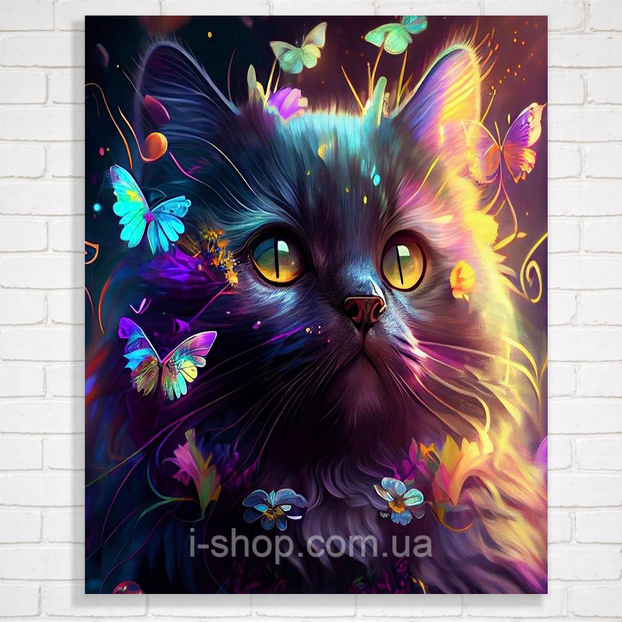 Алмазна мозаїка кіт на підрамнику набір для творчості 30x40 см у коробці для дорослих і дітей, фото 1