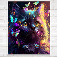 Алмазна мозаїка кіт на підрамнику набір для творчості 30x40 см у коробці для дорослих і дітей
