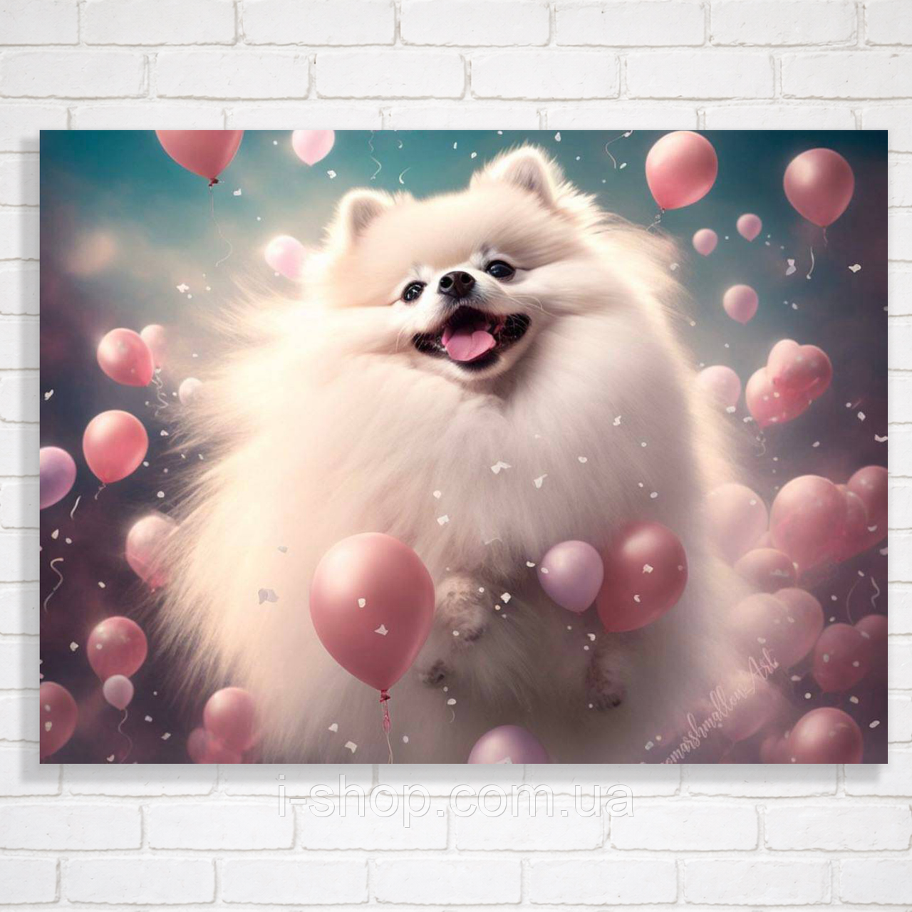 Алмазна мозаїка щеня в повітряних кулях 30x40 см у рамці чудовий подарунок дитині для творчості, фото 1