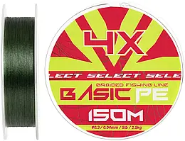 Шнур Select Basic PE Green 150m 0.04mm 5lb/2.5kg