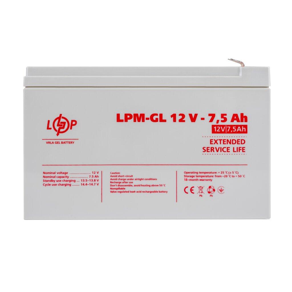 Розпродаж (6562) Акумулятор гелевий LPM-GL 12V - 7.5 Ah (11-2024)