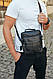Сумка через плече з натуральної шкіри 22х24х6 / месенджер для активного чоловіка, чорний, фото 2