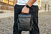 Сумка через плече з натуральної шкіри 22х24х6 / месенджер для активного чоловіка, чорний, фото 3