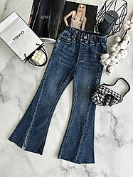 Джинси для дівчинки клеш з розрізами на резинці Синій 3017, 138, MILI, Синій, Для дівчаток, Весна Осінь, 116