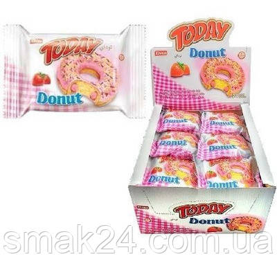 Кекс (донат) у глазурі зі смаком полуниці Elvan Today Donut Blueberry 1200г Туреччина