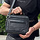 Чоловіча барсетка з ручкою 23х19х7, шкіряна сумка з ременем через плече BEXHILL BX-14440B чорна, фото 4