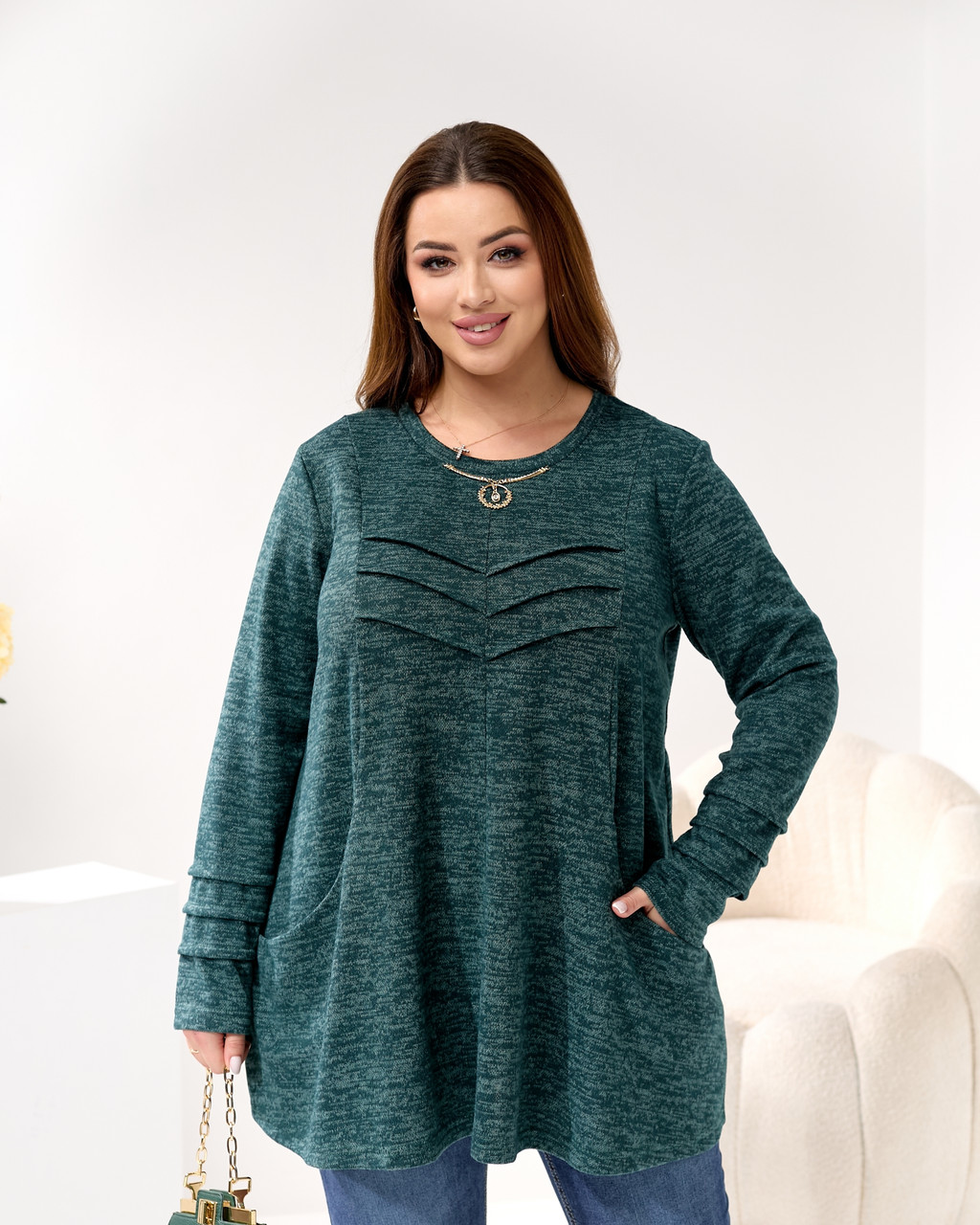 Туніка великого розміру Верона смарагд (54-72), фото 1