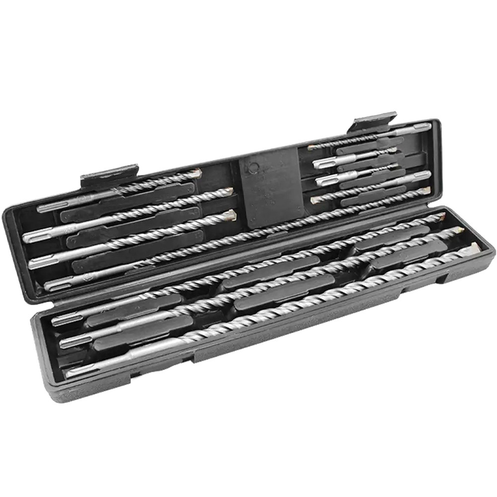 Набір бурів та свердел по бетону SDS Plus 11 шт (5–20 мм) у кейсі для перфоратора, каменю й цегли., фото 1