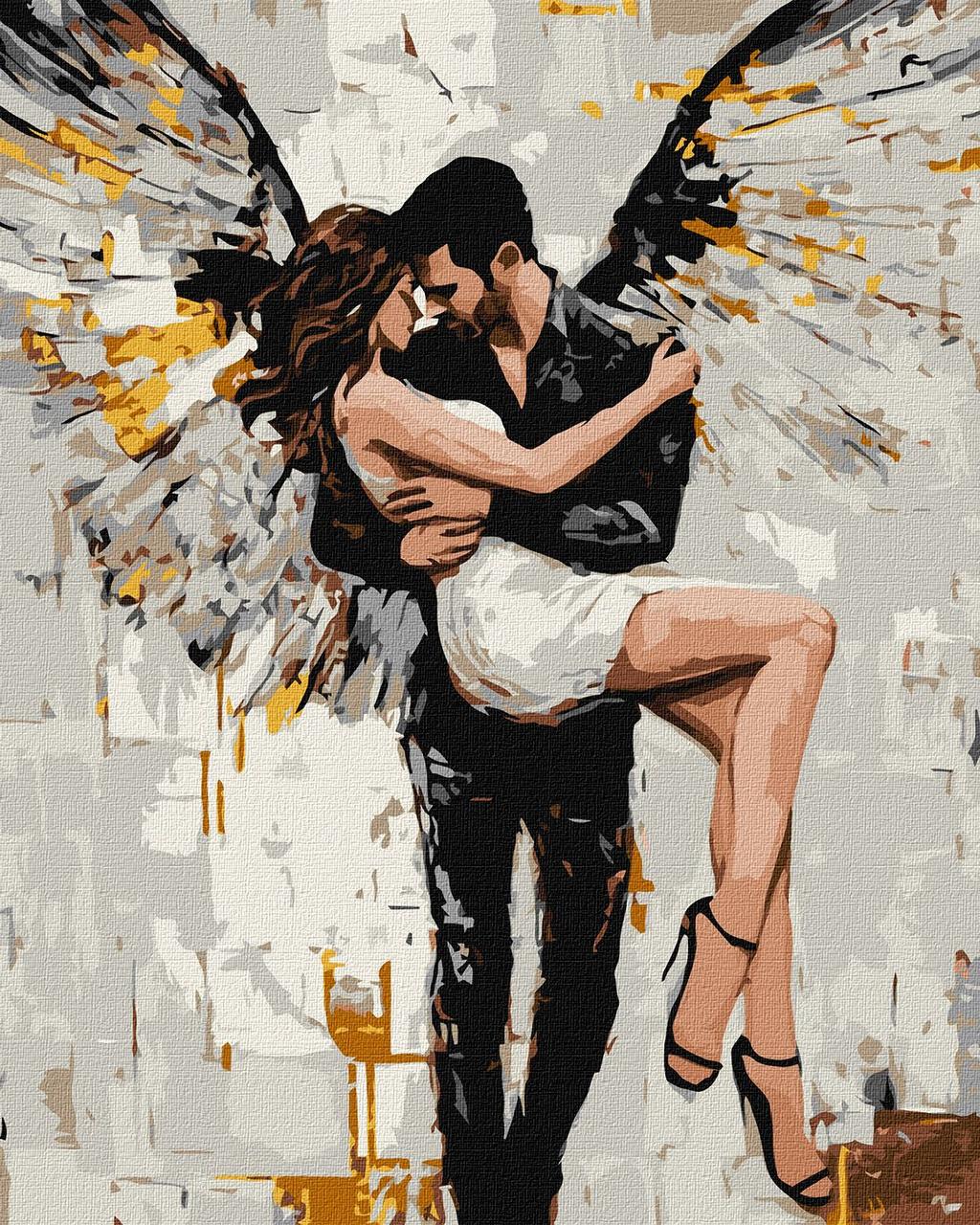 Картина за номерами 40×50 см. Янгол. Її спасіння з фарбами металік extra Ідейка KHO8657, фото 1