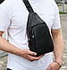 Чоловіча сумка з натуральної шкіри 18х31х7, бананка через плече Tiding Bag 34091 чорна, фото 4