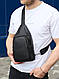 Чоловіча сумка з натуральної шкіри 18х31х7, бананка через плече Tiding Bag 34091 чорна, фото 8