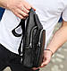 Чоловіча сумка з натуральної шкіри 18х31х7, бананка через плече Tiding Bag 34091 чорна, фото 9