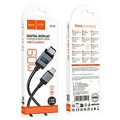 Кабель HOCO X118 Generous 60W charging data cable with display C to C
