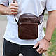 Чоловічий месенджер через плече 20х16х6, сумка планшетка для міста, барсетка для телефону, коричнева, фото 2