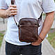 Чоловічий месенджер через плече 20х16х6, сумка планшетка для міста, барсетка для телефону, коричнева, фото 8