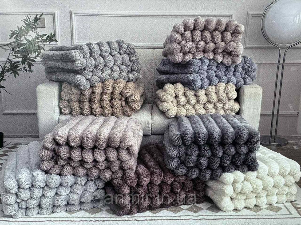 Покривало-плед на ліжко шарпея смужка 7 см розмір 200х230 см, кольору міксом