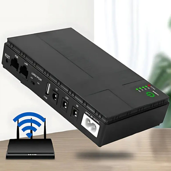 ДБЖ для роутера, повербанк UPS Mini DC1018P для роутерів 10400mAh (18W 1A*5V/9V/12V) Black