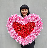 Набір з 2 декоративних сердець з троянд — рожево-червоне та червоно-рожеве, декор до Дня святого Валентина, фото 3
