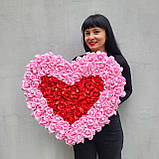 Набір з 2 декоративних сердець з троянд — рожево-червоне та червоно-рожеве, декор до Дня святого Валентина, фото 5