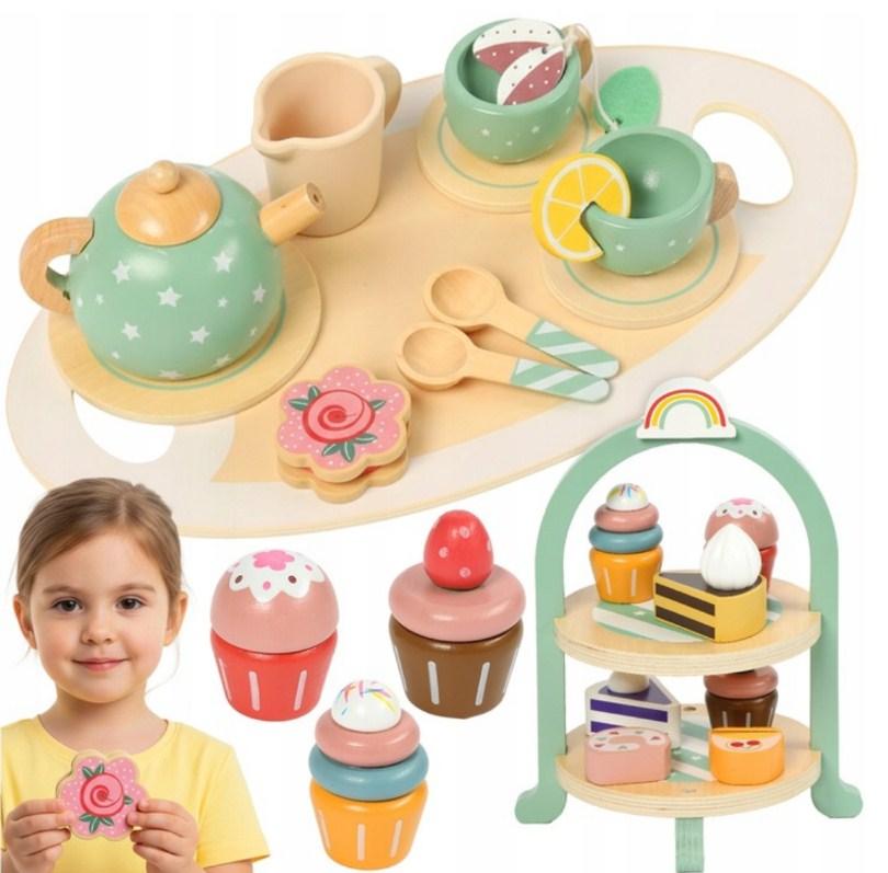 Дитячий дерев’яний чайний сервіз Kruzzel 26418 з аксесуарами, фото 1