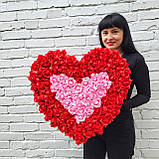 Набір з 2 декоративних сердець з троянд — рожево-червоне та червоно-рожеве, декор до Дня святого Валентина, фото 10