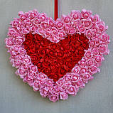 Набір з 2 декоративних сердець з троянд — рожево-червоне та червоно-рожеве, декор до Дня святого Валентина, фото 8