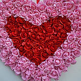 Набір з 2 декоративних сердець з троянд — рожево-червоне та червоно-рожеве, декор до Дня святого Валентина, фото 9