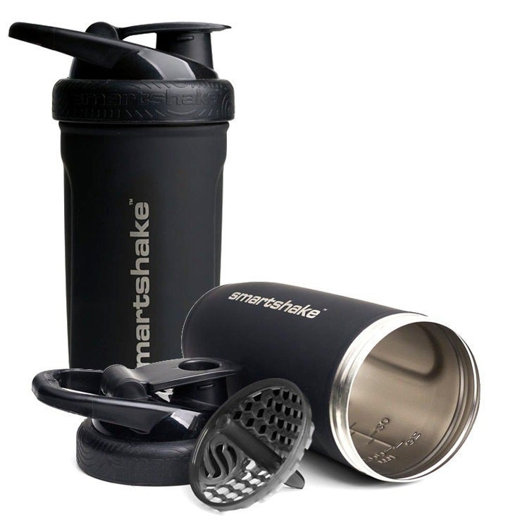 Шейкер спортивний SmartShake металевий Reforce Stainless Steel 30oz/900ml Black, фото 1