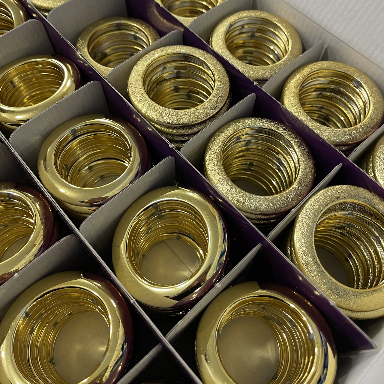 Люверси двосторонні для штор глянцеві золотого кольору 35 мм упаковка 100 шт (FU-L11), фото 1