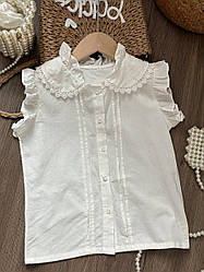 Блуза на дівчинку з коміром Білий 69078, 30, SUSUBUYI, Білий, Для дівчаток, Літо, 110