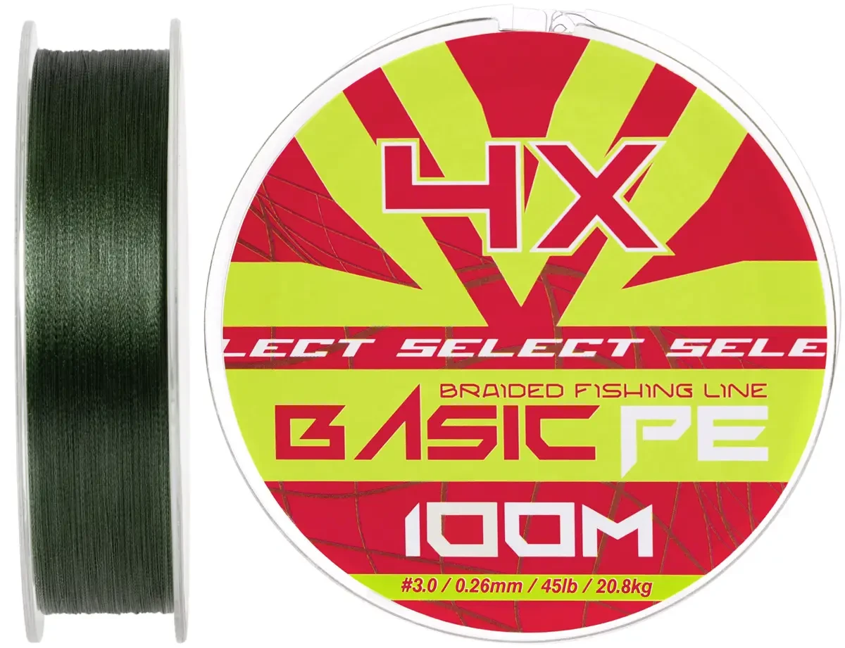 Шнур Select Basic PE Green 100m 0.26mm 45lb/20.8kg