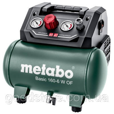 Компрессор Metabo BASIC 160-6 W OF безмасляный, 900Вт, 6л, 160л/мин, 8бар. (601501000) - оригинал, фото 1