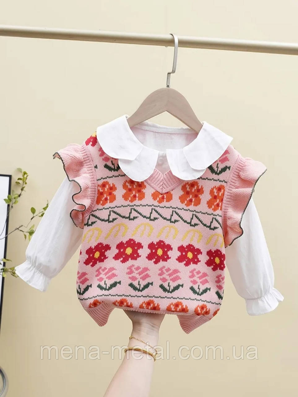 Тепла стильна жилетка для дівчинки, розмір 100 на 3-4 роки та 110 на 4-5 років, фото 1
