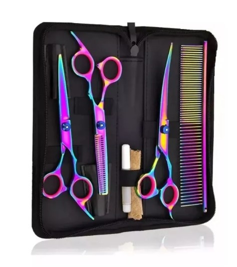 Грумерський набір ножиць для стрижки тварин (3 шт) + гребінець + чохол