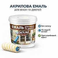 Акрилова емаль для вікон та дверей SkyLine Wood без запаху, з протигрибковим ефектом, біла, 0.4 л