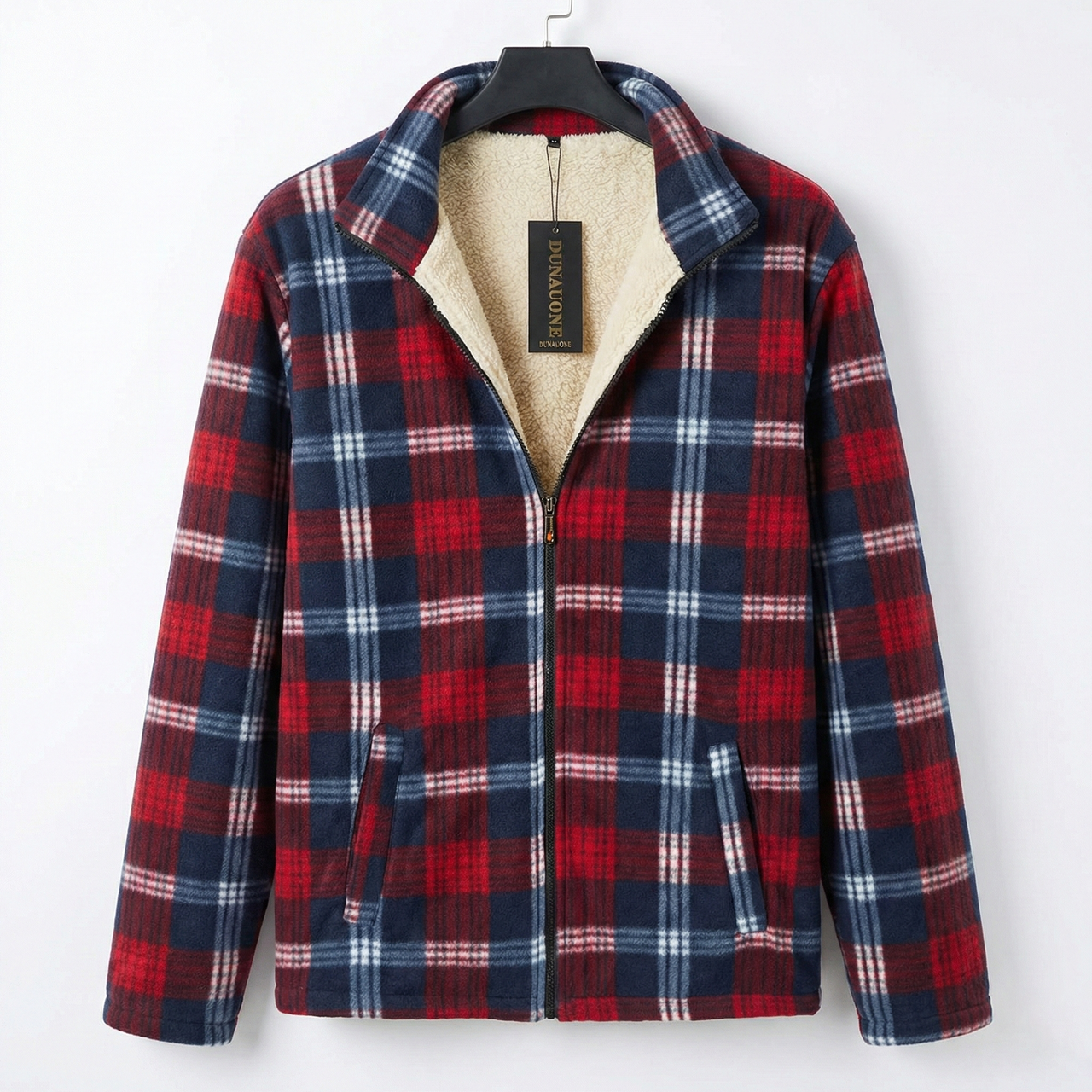 Чоловіча сорочка на хутрі в клітинку DUNAUONE. Тепла зимова куртка на блискавці 50-60, фото 1