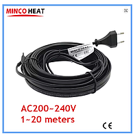 Кабель нагрівальний саморегульований для водотруб, захист від замерзання, система обігрівання для тварин MINCO HEAT 15м 20Вт/м