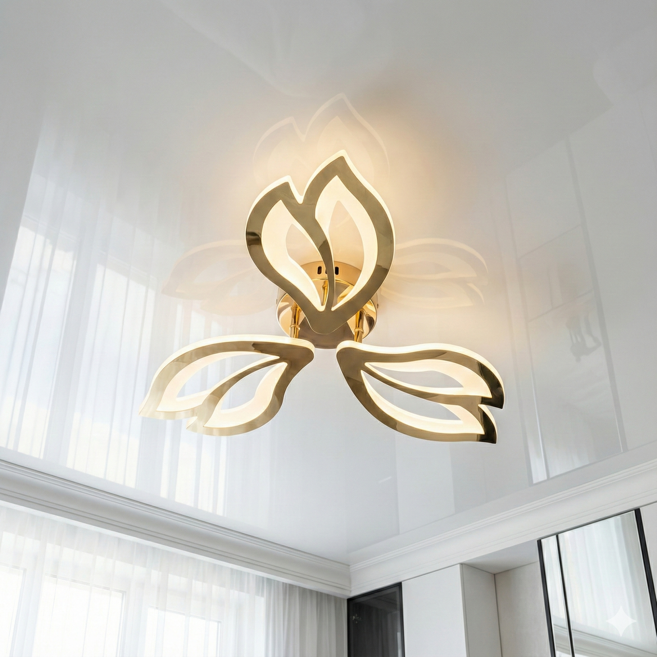 Лед люстра в коридор з пультом SVET 60W до 16 м² колір Золотистий, фото 1