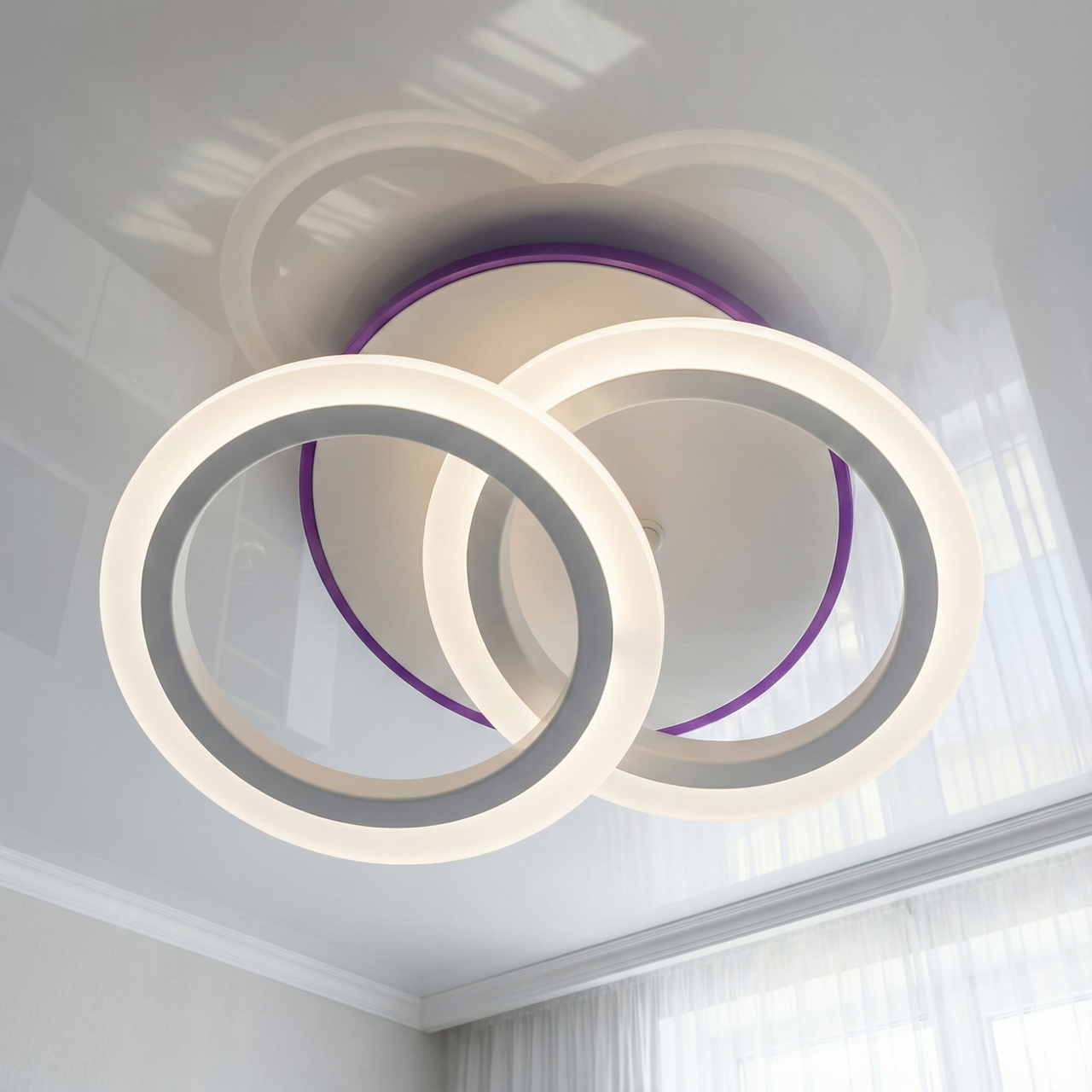 Маленька Лед люстра SVET 55W до 12 м² колір Білий SY-5327/2 WH+RGB, фото 1