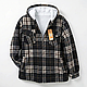 Чоловіча тепла сорочка на хутрі з капюшоном "Дракон" (Dragon), зимова куртка в клітинку на блискавці, розміри XL-5XL, фото 5