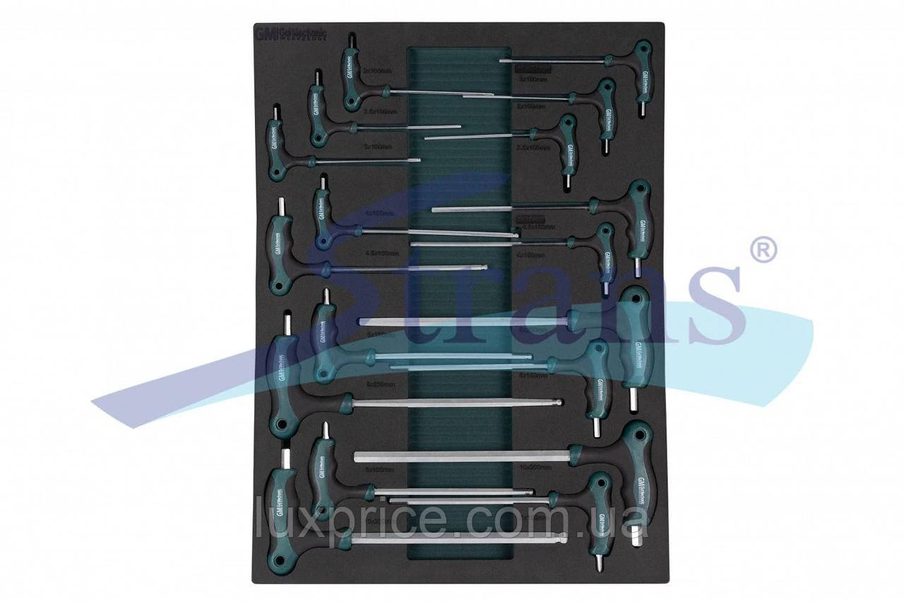 Набір ключів шестигранних T-подібних в ложементі Hex 2-10Mm Gut Mechanic 18Шт (З Ручками) Hwt10018LuxPrice, фото 1