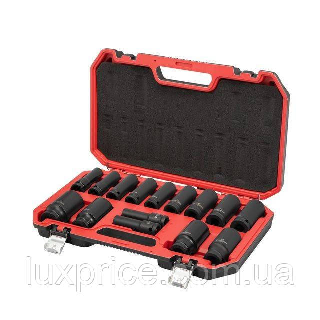 Набір головок ударних подовжених 1/2", 15 од., 10-32 мм, Cr-Mo, STORM INTERTOOL ET-8504LuxPrice, фото 1