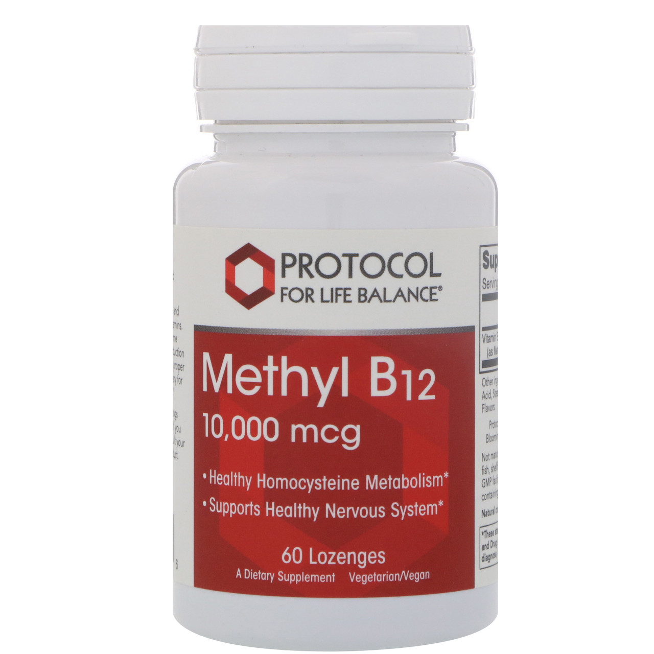 Вітамін В-12, метилкобаламін, Methyl B-12, Protocol for Life Balance, 10000 мкг, 60 льодяників, фото 1
