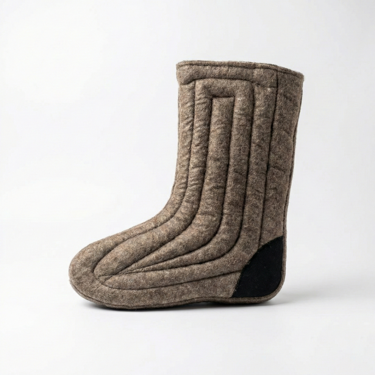 Валянки без калош стьобані. Теплі кімнатні бурки-чуні на хутрі (Золото), фото 1