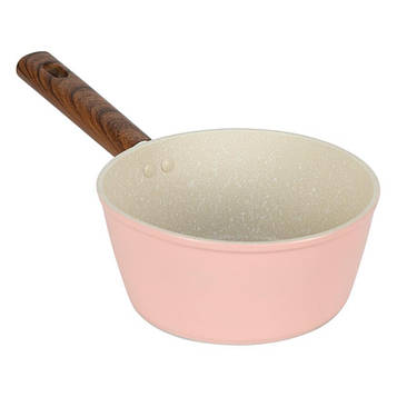 Сотейник 16х8см без кришки, антипригарне покриття, для всіх видів плит (індукційне дно), рожевий