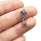 Набір 2 шт Підвіски 20х9 мм Отвір 1,6 мм, Кулони Ключі, Колір Срібний, Рукоділля для Біжутерії, фото 3