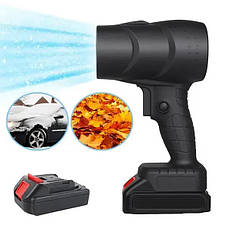 Ручна повітродувка для прибирання снігу та листя 48В з двома акумуляторами в кейсі, чорна, фото 2