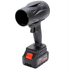 Ручна повітродувка для прибирання снігу та листя 48В з двома акумуляторами в кейсі, чорна, фото 4