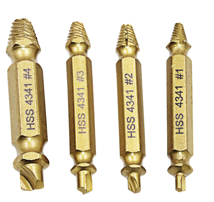 Набір екстракторів для викручування зламаних саморізів і гвинтів, 4 шт, фото 1